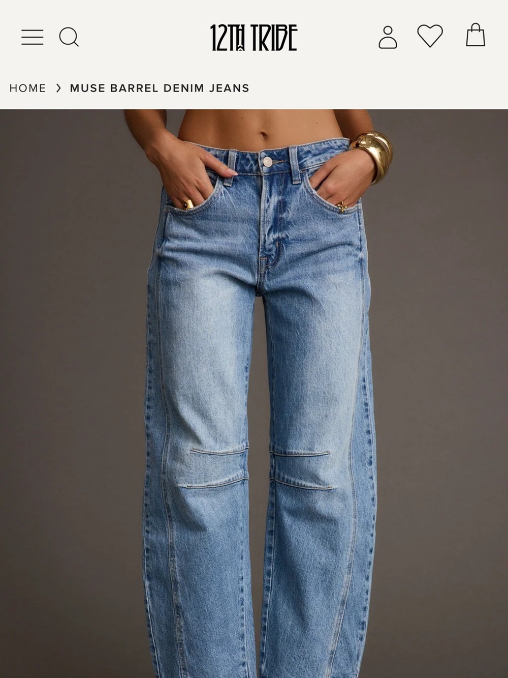 12th Tribe Light Blue Barrel-Leg Denim Jeans